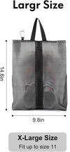 2 Pack Shoe Bags for Travel, Sneaker Bags, Waterproof Travel Shoe Bags with Zipper for Packing, Golf Shoe Dust Bags for Man and Women, X-Large, Black