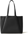 Laptop Tote Bag for Women 15.6 Inch - Large Work Bags with Zip Compartments - PU Leather Office Purse Computer Briefcase - Black