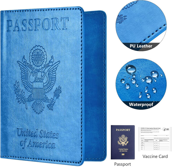 Eoehro 2Pack Passport Holder Wallet Cover Case, Travel Essentials for Women and Men