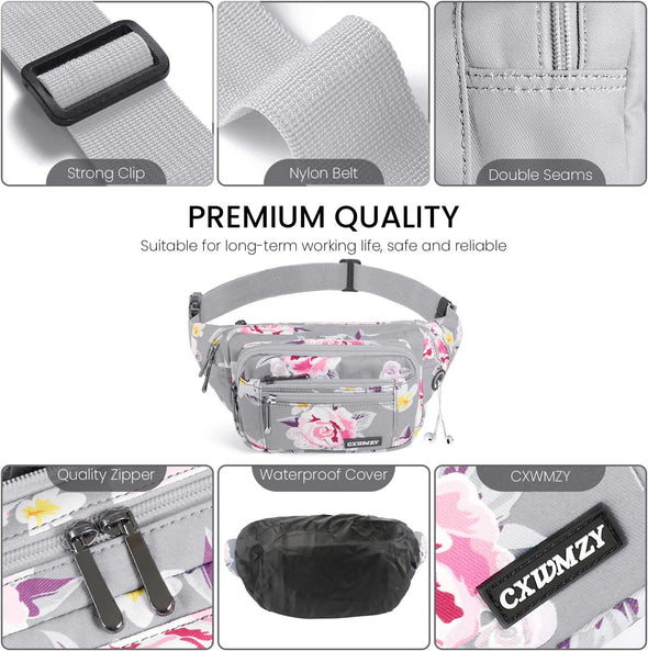 CXWMZY Fanny Packs for Women & Men Waist Pack Hip Bum Bag with Multi-Pockets Large Capacity Waterproof , for Disney Traveling Casual Cycling Running Hiking