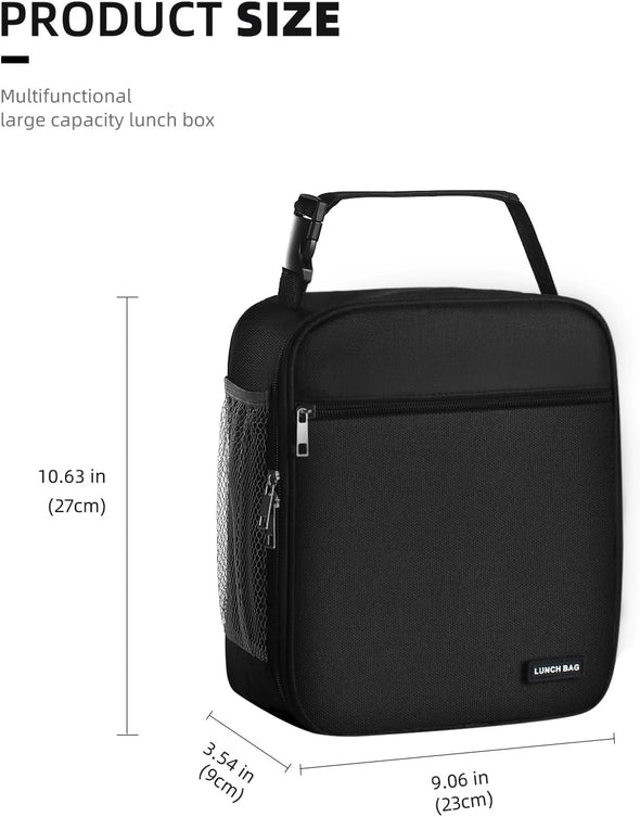 Lunch Box Lunch Bag for Men Women Insulated Lunchbox Lunch Bags for Work Picnic Travel (Black)