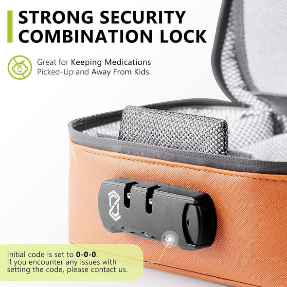 OZCHIN Smell Proof Bag with Combination Lock Tobacco Pipe Pouch Bag File Organizer Case Container Medicine Lock Box Odorless Storage Bag Great Gift for Friend