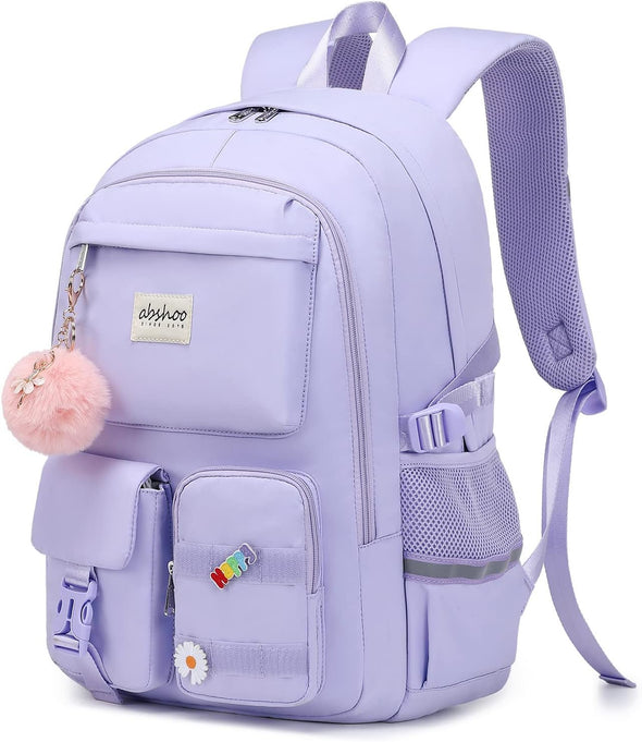 Abshoo Big Student Laptop Backpack for College Women Middle High School Teen Girls Bookbag Travel Daypack (Purple)