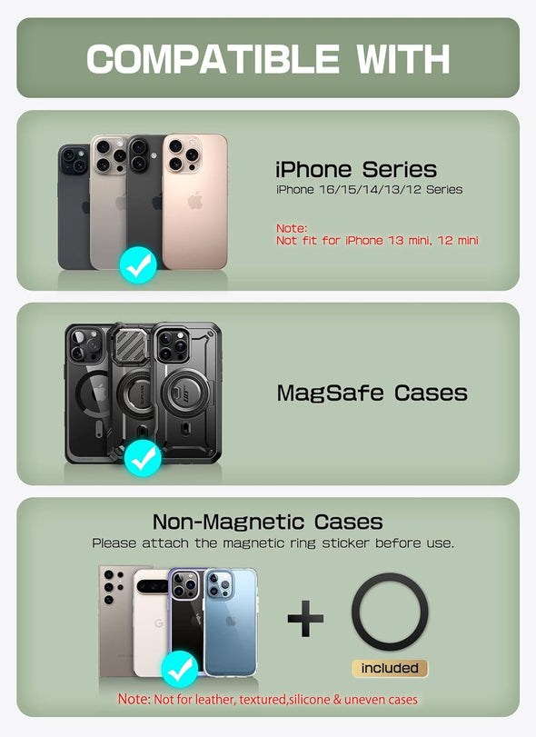 SUPCASE for Magsafe Wallet with Stand, Magnetic Wallet for Men Women, [Hold 6 Cards] [RFID Blocking] [Strong Magnetic Lock] Phone Stand Card Holder for Iphone 16/15/14/13/12 Series, Carbon Black