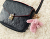 Cute Bunny Plush Keychain for Backpack, 3.5" Inch Mini Rabbit Keychain Purse Charm Pendant Gift for Women (Gray Pink)