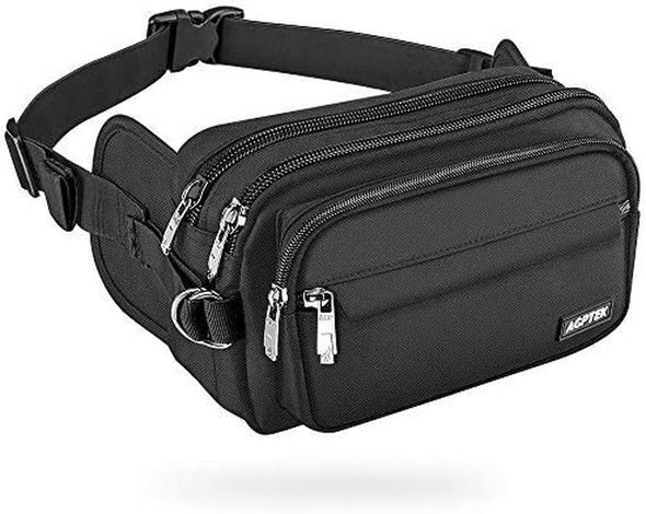 AGPTEK Fanny Pack for Women Men, RFID Large Capacity Waist Wallet Bag, Adjustable & Waterproof Bum Belt Pouch for Travel, Running, Shopping, Hiking, Dog Walking, Cycling, Climbing