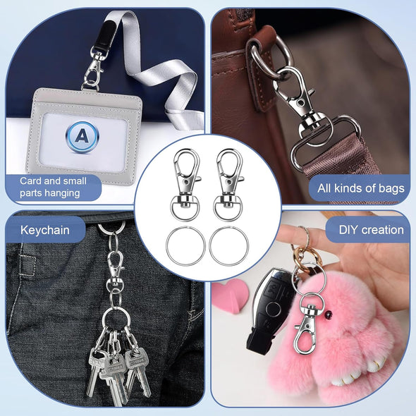 Logosophia 50 PCS Premium Keychain Making Kit - 25 Keychain Clips & 25 Key Rings, Metal Swivel Lobster Claw Clasps, for Jewelry Clasps&Name Tag