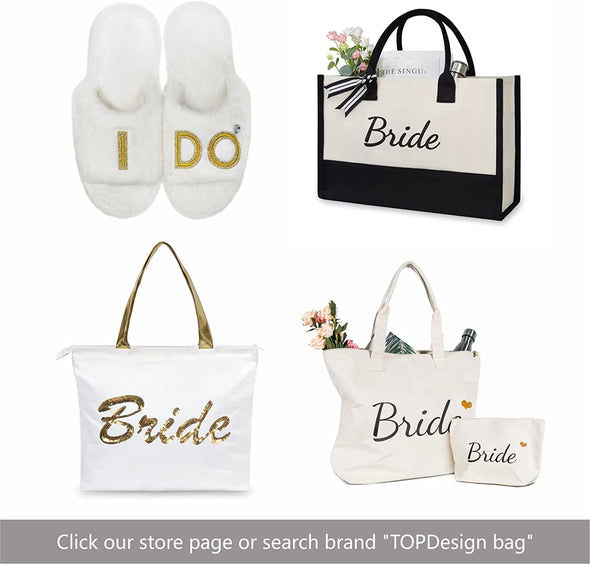 Topdesign Canvas Tote Bag, Bridal Shower Gifts for Bride, Wedding Bachelorette Bride Gifts Shoulder Bag