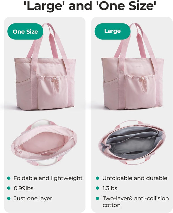 BAGSMART Tote Bag for Women, Tote Shoulder Bag with Laptop Compartment and Zipper Handbag for Travel, Work