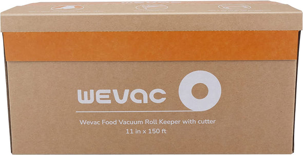 Wevac 11” X 150’ Food Vacuum Seal Roll Keeper with Cutter, Ideal Vacuum Sealer Bags for Food Saver, BPA Free, Commercial Grade, Great for Storage, Meal Prep and Sous Vide