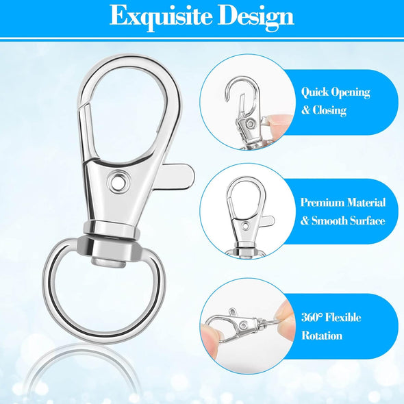 Anezus 100Pcs Key Chain Clip Hooks Swivel Lanyard Snap Hook Keychain Hooks for Lanyard Key Rings Crafting