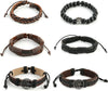 HZMAN Genuine Leather Tree of Life Bracelets Men Women, Tiger Eye Natural Stone Lava Rock Beads Ethnic Tribal Elastic Bracelets Wristbands