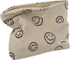 Cosmetic Bags for Women - Corduroy Cosmetic Bag Aesthetic Women Handbags Purses Smile Dots Makeup Organizer Storage Makeup Bag Girls Case Bags (Beige)