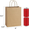 Bagdream 50Pcs Gift Bags 8X4.25X10.5 Kraft Paper Gift Bags with Handles Bulk, for Shopping, Retail, Merchandise, Party Favor, Wedding, Birthday Brown Paper Sacks