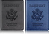 Herain Black & Dark Blue Passport Holder for Travel, Passport Cover Wallet Case 2 Pack Women Men Family Cruise Ship Essentials, Passport Book Holders Travel Vacation Must Haves