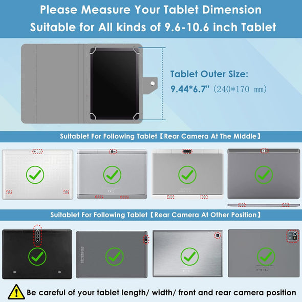 DETUOSI Universal 10.1 Inch Tablet Case, 10 Inch Tablet Cover, Magnetic Closure Travel Portable Protective Folio Leather Stand Shell Case for All Kinds of 9.6-10.6 Inch Android/Ios/Windows Tablet #7