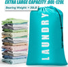 Laundry Bag,2 Pack Travel Laundry Bags for Dirty Clothes,Large Laundry Bags for Camping & Traveling,Dirty Clothes Travel Bag,24" X 36" (Cyan + Gray)