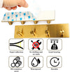 Picowe Key Holder for Wall Decorative, Adhesive Stainless Steel Key Hooks, Key Hanger Key Organizer for Wall, Towel Hook Coat Hanger for Entryway Hallway Kitchen(Four Rows,Golden 1PCS)