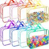 8 Packs 8 Colors Large Toy Storage Bags, Reusable Clear PVC Board Game Storage, Toy Organizers and Storage Bags with Zipper for Building Blocks, Puzzle and Handmade Accessories, Clear Toiletry Bag