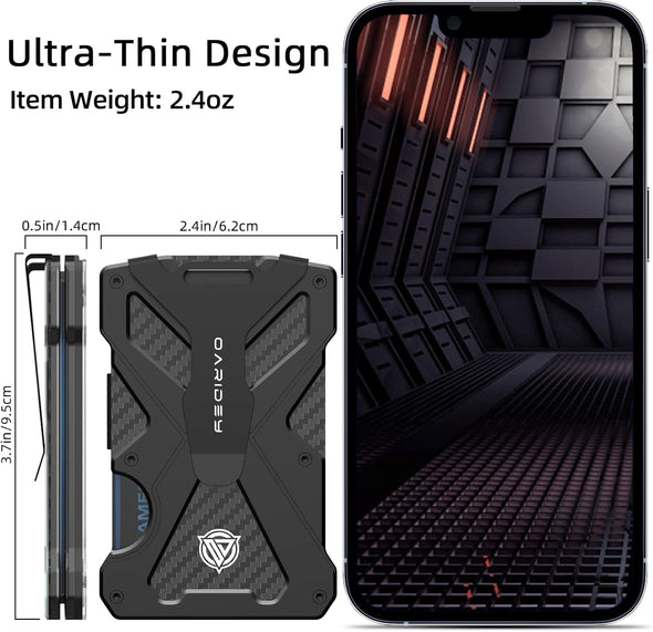 Oaridey Men'S Ultra-Thin Aluminum Wallet with RFID Blocking, Black, 15 Card Slots