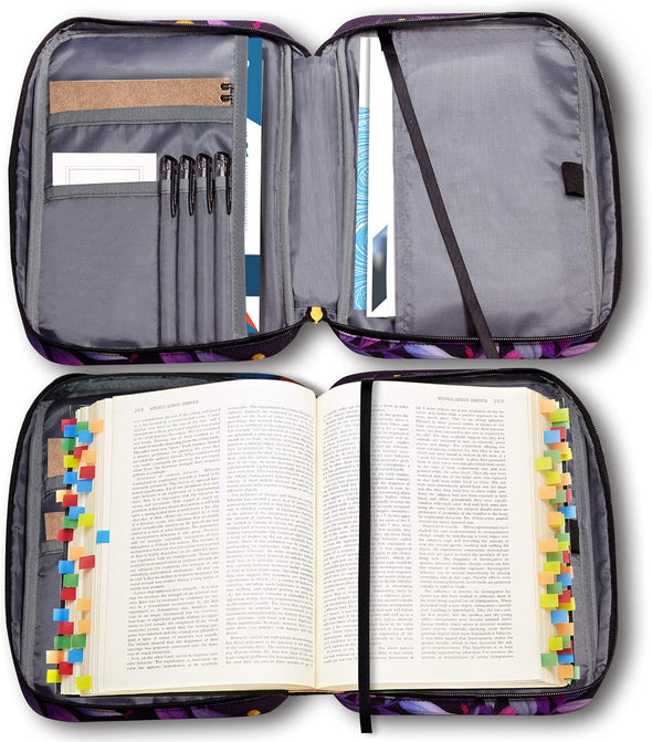 Bible Cover for Women, Bible Holder, Bible Cover Carrier Carrying Organizer Bag, God Is within Her She Will Not Fall, Zipper and Pockets for Standard Size Bible, Gift for Women(Pink1)