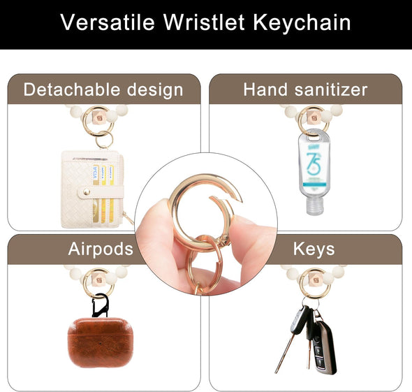 COOLANS Silicone Bracelet Wristlet Wallet Credit Card Holder RFID,ID Window,Key Ring Tassel,Slim Wallet Women Keychain Purse