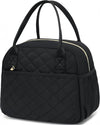 CAMTOP Lunch Box for Women Insulated Lunch Bag Lunchbox Cooler Thermal Leakproof Quilted Reusable Lunch Tote Bag for Work School Travel Picnic (Black)