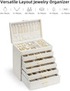 Vlando 6 Layer Large Jewelry Box - Jewelry Holder Organizer, Jewelry Box Organizer for Drawer Necklace Ring Bracelet and Watch, Birthday Gift for Loved Ones - Beige