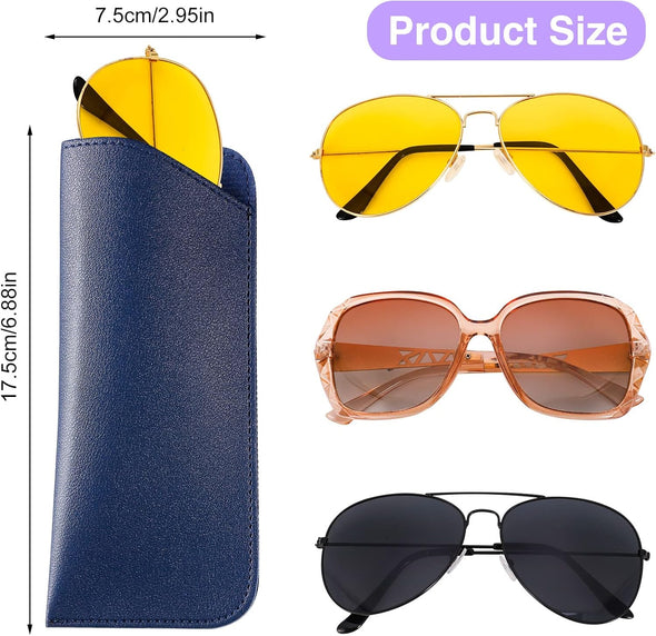 CREPUSCOLO 6 Pack Soft Glasses Cases, Leather Eyeglass Cases Travel Glasses Case for Women, Men, Kids