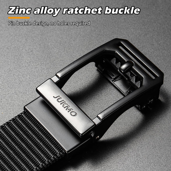 JUKMO Men'S Ratchet Tactical Gun Belt, 1.5" Nylon Web Work Belt with Automatic Slide Buckle, Adjustable Trim to Fit
