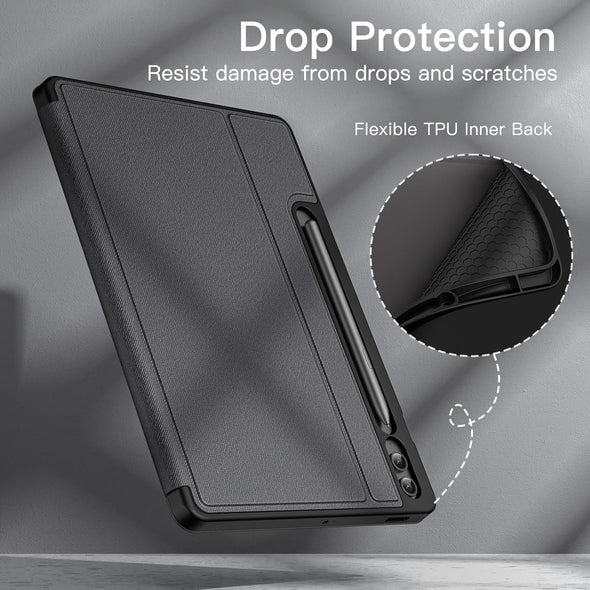 Jetech Case for Samsung Galaxy Tab S9 FE+ / S9 FE plus 12.4-Inch with S Pen Holder, Slim Folio Stand Protective Tablet Cover, Multi-Angle Viewing (Black)