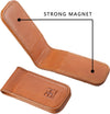 Slim Magnetic Money Clip Leather Minimalist Business Card Holder for Men, Brown