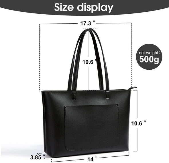Fancy Forest Basic Tote Bag for Women Vegan Leather Hard - Stiff & Slim Shoulder Bag 18L Purse with Zipper for Work Travel
