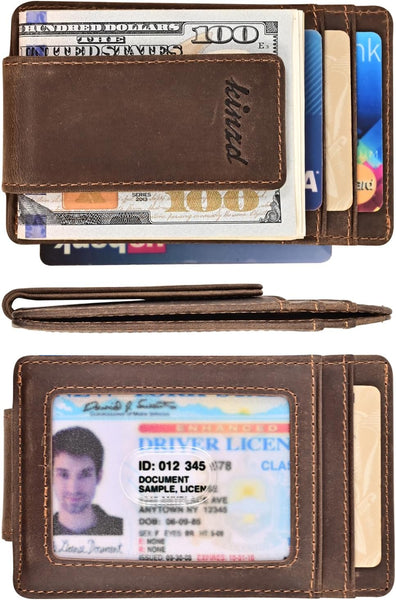 Kinzd Crazy Horse Leather Wallet | RFID Blocking Money Clip