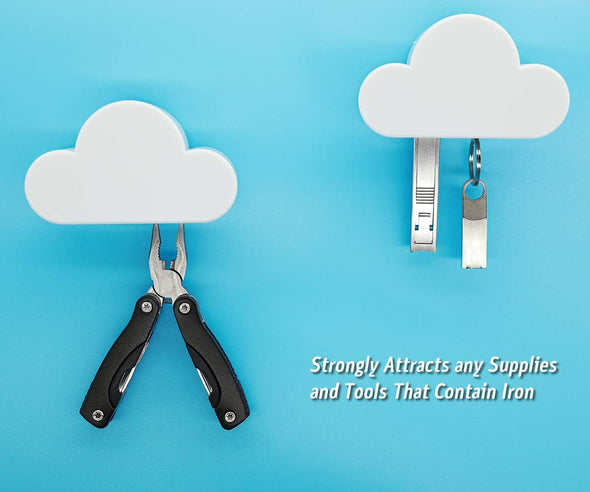 Meyerascal White Cloud Magnetic Key Holder for Wall, Strong Magnetic to Securely Hang Multiple Keys and Keychain, Novelty Cute Home Decorations, Easy to Install and Convenient to Use. (White)