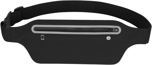 Fanny Packs for Women, Waterproof Fanny Pack for Men, Adjustable Running Belt Waist Pack Slim Expandable Pocket Belt Black, Iphone Running Holder Cell Phone Elastic Waist Pouch Bag for Galaxy