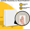 RACETOP 100 Pack Small Gift Bags 5.8X3.2X8.25 Inch White Kraft Paper Bags with Handles Bulk, Retail Shopping Bag for Birthday Party Favors, Grocery, Wedding, Craft