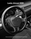 Belinous Leather Steering Wheel Cover Lace Up, Stitch on Wrap, Universal Fit 13-20 Inch Car Truck SUV Pickup Boat, a Whole Piece of Cowhide, DIY Stitch W/Needle Thread (Size M4, Black)