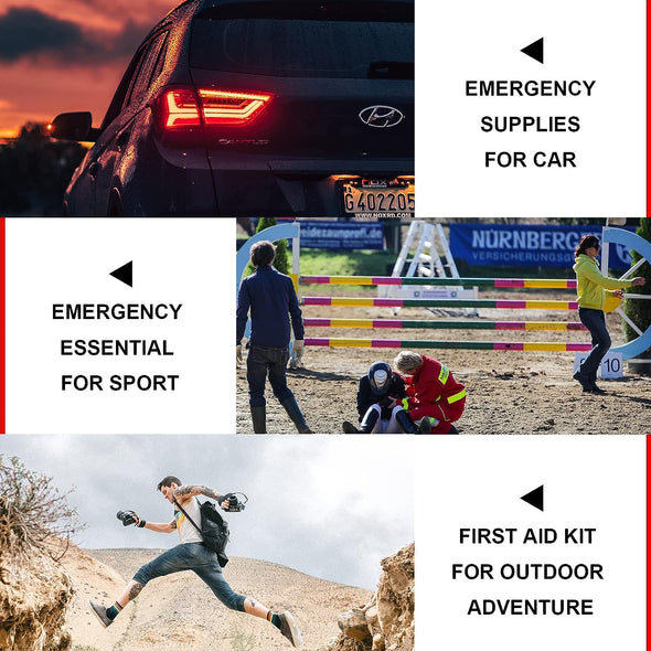 Travel-First Aid-Kit Car-Home 300PCS Survival-Kit Outdoor-Adventure - Small Portable Red Emergency Essential Sets Office Hiking Camping Business Public Must Have First Aid Gear Equipment 1St Aid