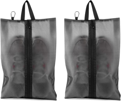 2 Pack Shoe Bags for Travel, Sneaker Bags, Waterproof Travel Shoe Bags with Zipper for Packing, Golf Shoe Dust Bags for Man and Women, X-Large, Black