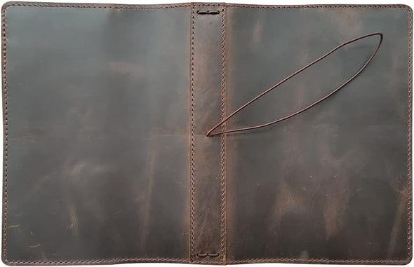 Newestor Travelers Notebook Cover with Inner Pockets, Card Slots and Pen Holder, A5 Size, Dark Brown
