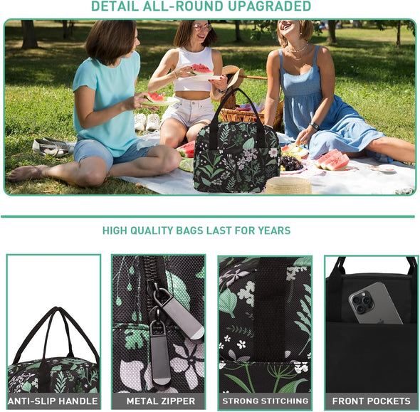 VLM Lunch Bag,Lunch Box for Women Men,Reusable Insulated Lunch Tote,Small Leakproof Cute Lunch Cooler with High Capacity for Work,Picnic,Camping