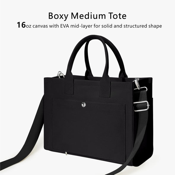 Topdesign Heavy-Duty Canvas Tote Bag for Women, Adjustable Crossbody/Shoulder Handbag with 9 Pockets, Everything Tote