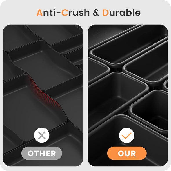 A-Lugei 【𝟮𝟮𝗣𝗖𝗦】 Plastic Black Desk Drawer Organizer, Bathroom Organizers and Storage, Makeup Organizer, Organization and Storage Bin Container for Vanity Office Utensils Tool Pantry Cosmetic