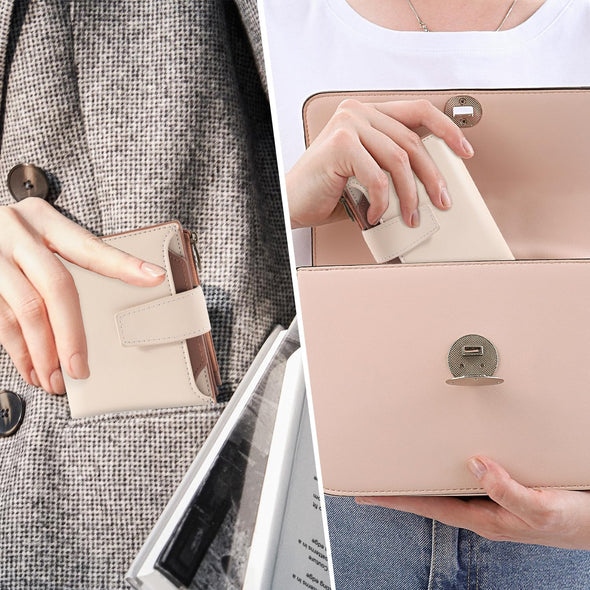 Small Wallet Women RFID Blocking Soft Leather Bifold Compact Card Holder Wallet for Women with Zipper Coin Pocket 4 ID Window