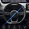 SEG Direct Flat Bottom Steering Wheel Cover Carbon Fiber, D Shaped Car Wheel Cover 14 1/2-15 In. (37-39 Cm), Black Microfiber Leather with Carbon Fiber Pattern