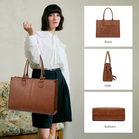 Laptop Bag for Women, 15.6 Inch Laptop Tote Bag Vintage Work Bags for Women Computer Bag Office Briefcase Handbag