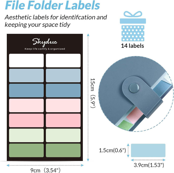 SKYDUE Expanding File Organizer with 8 Pockets, Accordion File Folders with Labels, Portable Document Paper Bill Receipt Organizer, Home College School Office Supplies, Letter Size, Blue