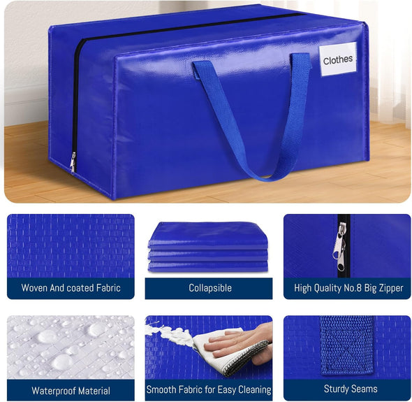 Blisstotes Moving Bags, Heavy Duty Moving Supplies & Storage Bags, Extra Large Packing Bags, Boxes with Tag Pockets, Collapsible Fold Flat Storage Totes, Alternative to Box and Bin, 93L, 6 Packs
