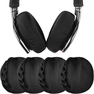 Geekria 2 Pairs Flex Fabric Headphone Covers (Product Safety Certified), Washable & Stretchable Sanitary Ear Protectors for Over-Ear Headsets, Sweat-Resistant (Size M/Black)